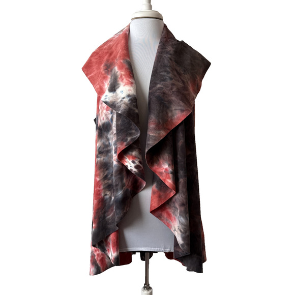 Women’s 1XL Boho Tie Dye Drape Front Hi Lo Longline Vest Cardigan Whimsigoth - Picture 1 of 7